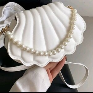 Seashell Shaped Faux Pearl Embellished Women's Handbag Crossbody Bag